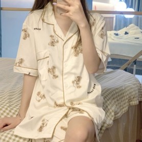 Creamy Bear Pajama Set Cotton 40-70kg