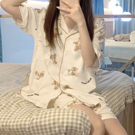 Creamy Bear Pajama Set Cotton 40-70kg